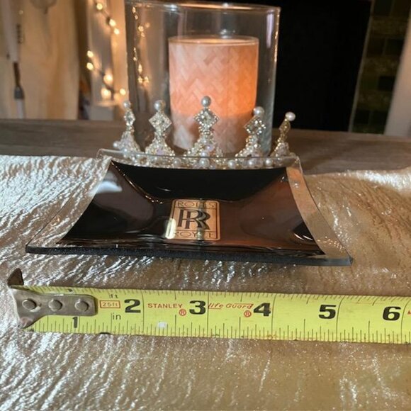 Vintage ROLLS ROYCE 1970's Glass Advertising Ashtray Rolling Tray Trinket Dish - Picture 4 of 7